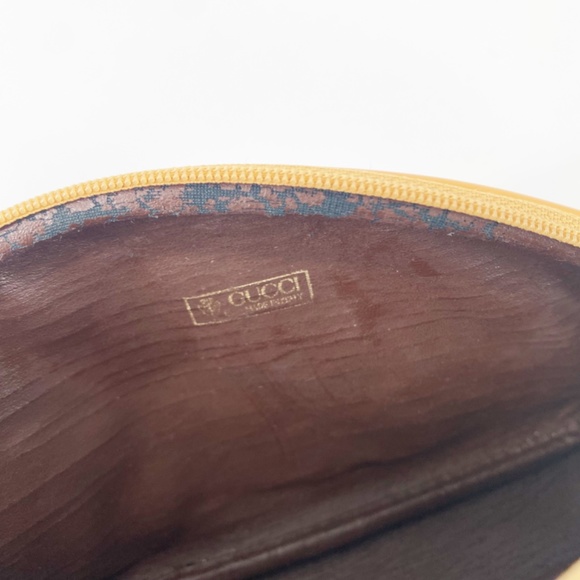 Gucci Vintage GG Monogram Tan Cosmetic Travel Toiletry Pouch Micro Clutch - Picture 9 of 10